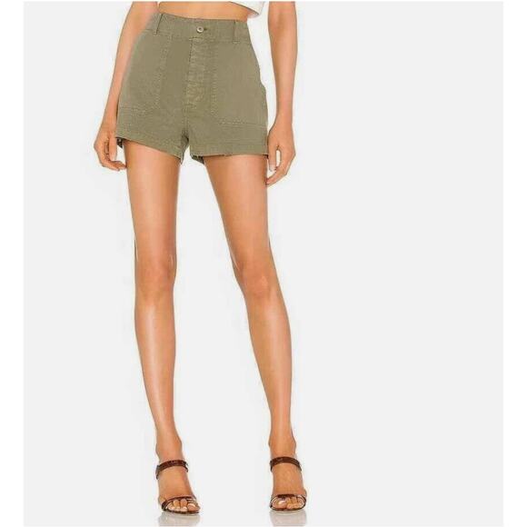 Re/Done Womens 50s Military Shorts Button Fly Olive Green 24 - Picture 3 of 8